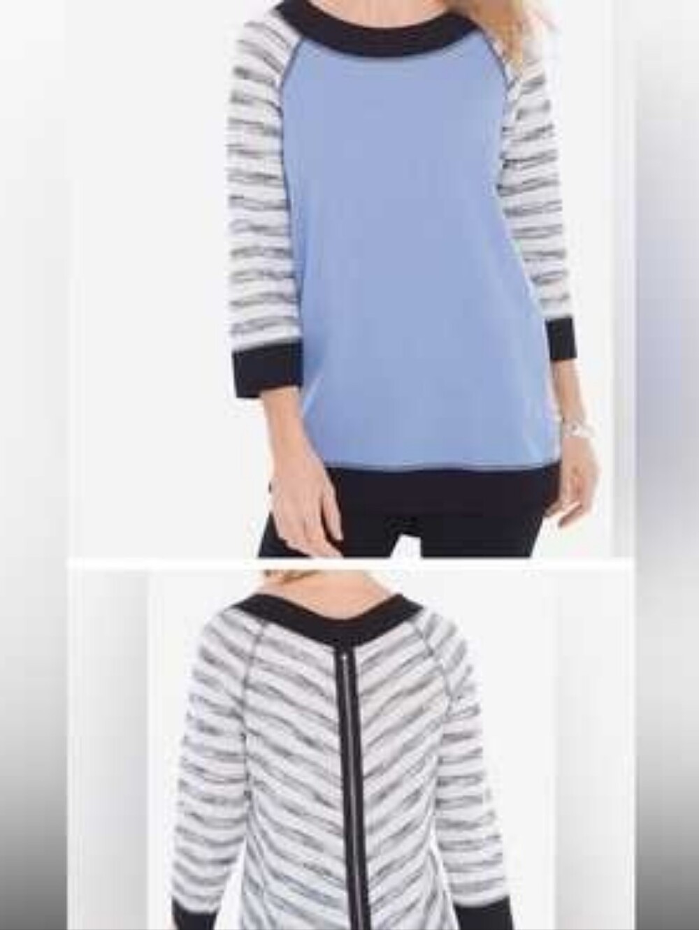 CHICOS Zenergy Lightweight Striped Sweatshirt - Women's Size Large
